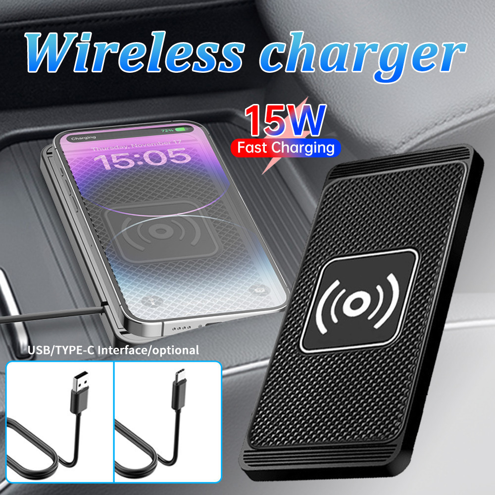 15w แผ่นซิลิโคนเครื่องชาร์จไร้สายสําหรับ iPhone และ Android Fast Charging Dock Stand USB/Type-C