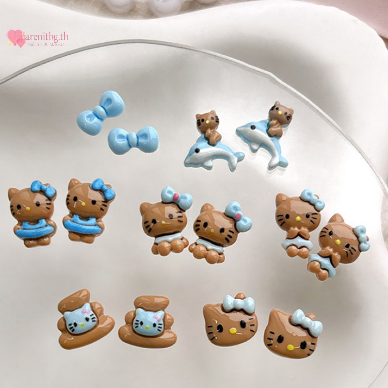 Renbg 5PCS เล็บน่ารัก Ch Hello Kitty Kawaii การ์ตูนอะนิเมะเล็บอุปกรณ์เสริมอะคริลิคเล็บอุปกรณ์สําหรับ DIY เล็บเครื่องประดับ TH