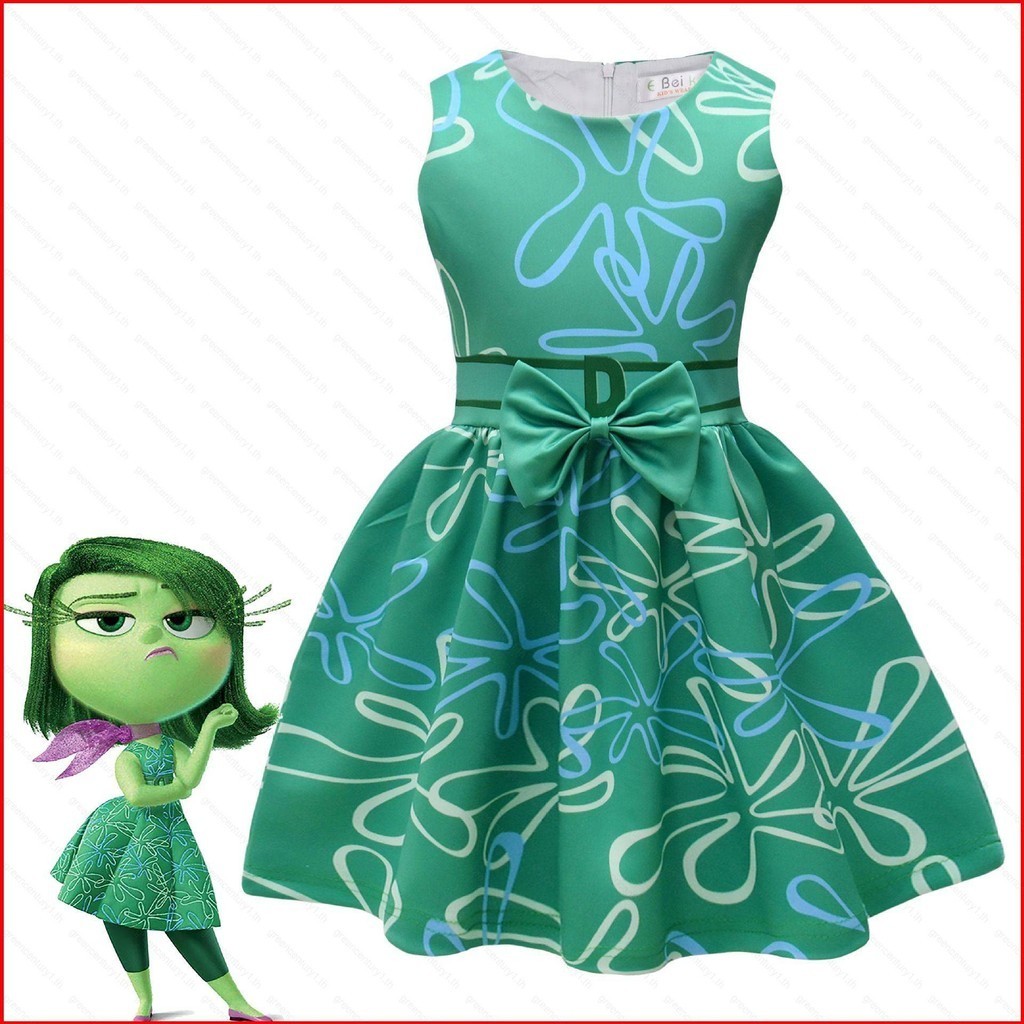 Yela Inside Out 2 Disgust ชุดเดรสสําหรับเด็กผู้หญิงกระโปรงผ้าคอสเพลย์