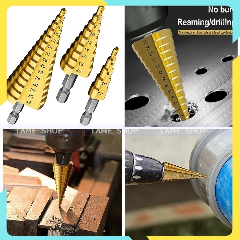 ดอกสว่านสเต็ป HSS ทรงเจดีย์ ขั้นบันได StepDrill เจาะรู 4-32 mm