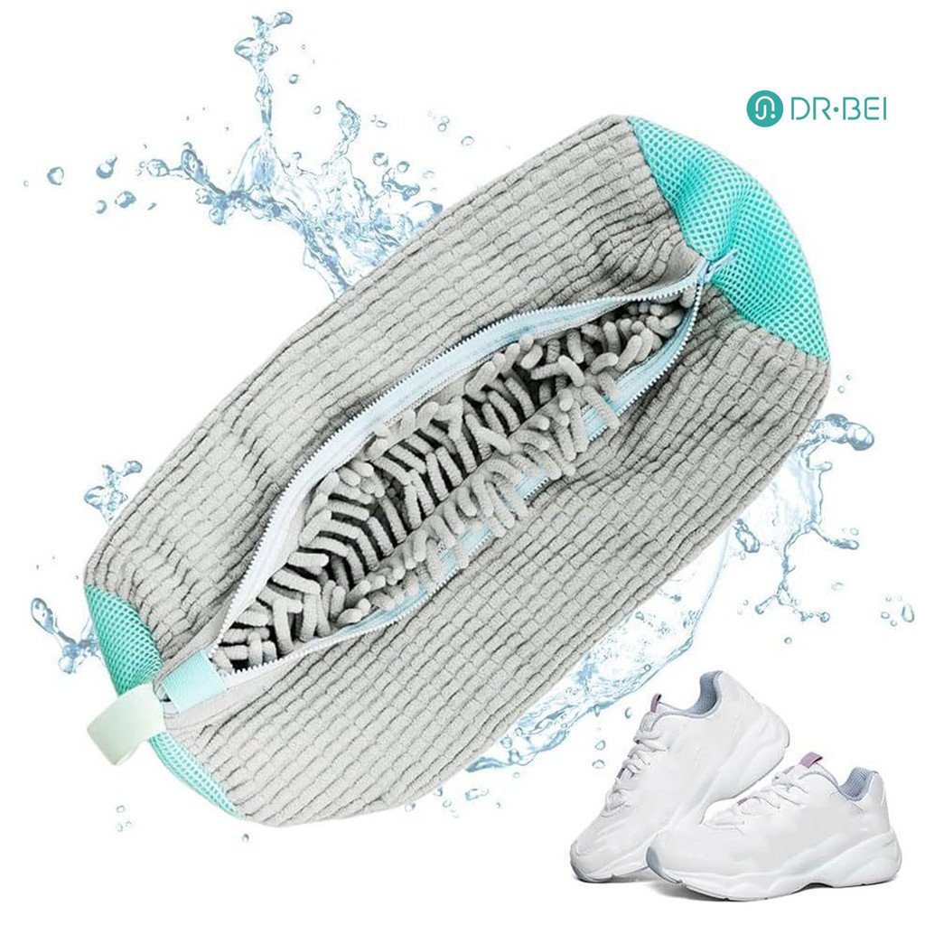 Dr.bei ถุงซักรองเท้าพร้อมซิปที่มองไม่เห็น Easy Hang-Drying เครื่องทําความสะอาดแห้งกระเป๋าทําความสะอาดรองเท้าแบบใช้ซ้ําได้