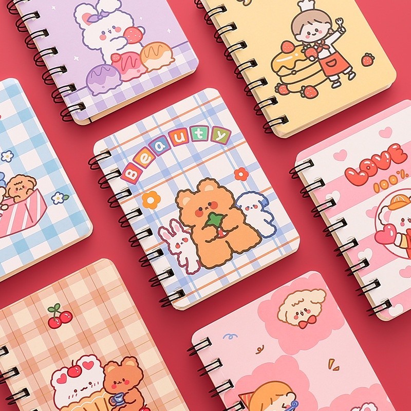HH Notebook Ring Cartoon Motif Spiral Memo Notebook Mini Binder Character Notebook