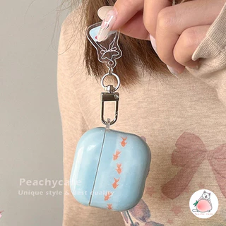 Ins Gold Fish IMD หูฟังไร้สายบลูทูธป้องกันกรณีใช้งานร่วมกับ Airpods 1 2 3 4 Pro Pro2 airpods4 พร้อมจี้ Anti-loss ชุดหูฟัง