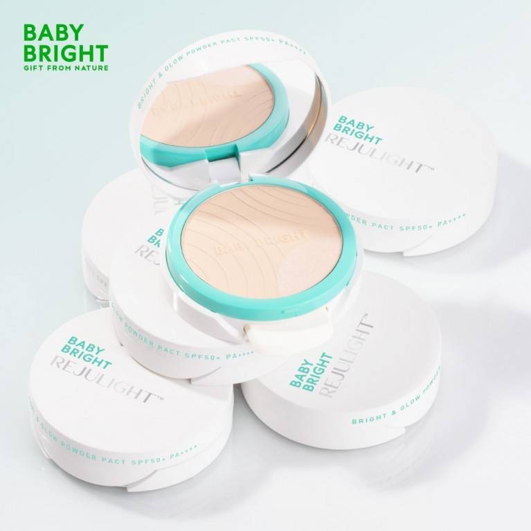 Baby Bright Rejulight Bright & Glow Powder Pact SPF50+ PA++++ 9.5g+1.5g แป้งแลบลิ้น ผิวกระจก