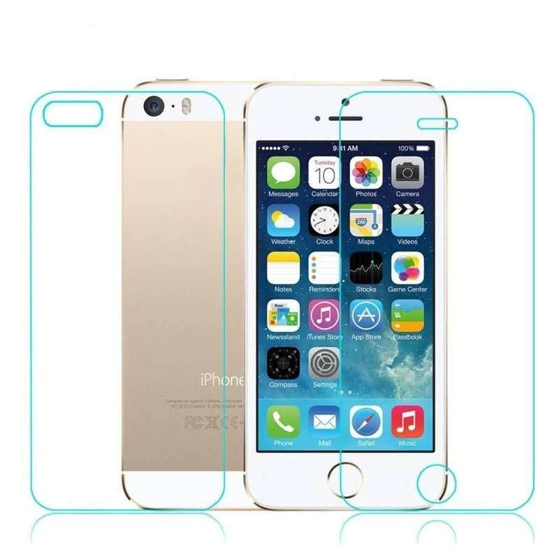 Iphone5 iPhone5S iPhoneSE 2 in 1 คลุมทั้งหมดด้านหน้ากลับ HD ฟิล์มกระจกนิรภัยใสสําหรับ iPhone 5s 5 SE 2016 Anti-Fingerprints โทรศัพท์ป้องกันหน้าจอ