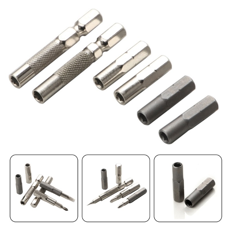 2Pcs Magnetic Socket Adapter 6.35mm to 4mm Bit 1/4Inch Screwdriver Bit Adapter