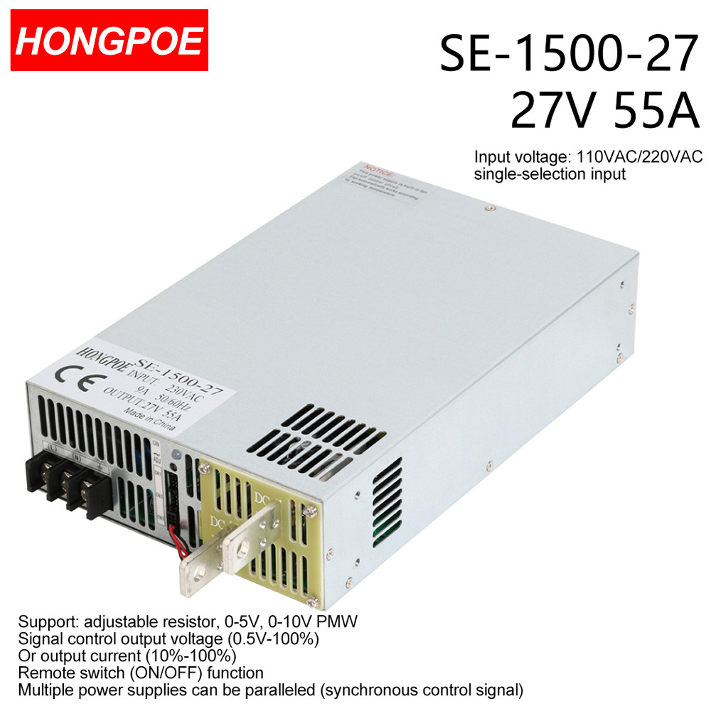 1500W 27V แหล่งจ่ายไฟ 0-27V ปรับ 27VDC AC-DC 0-5V Analog สัญญาณควบคุม SE-1500-27 Power Transformer 2