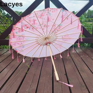 Lacyes ร่มกระดาษน้ํามันคลาสสิก, ร่มพู่ผ้าไหมกันฝน 70 ซม., สไ…