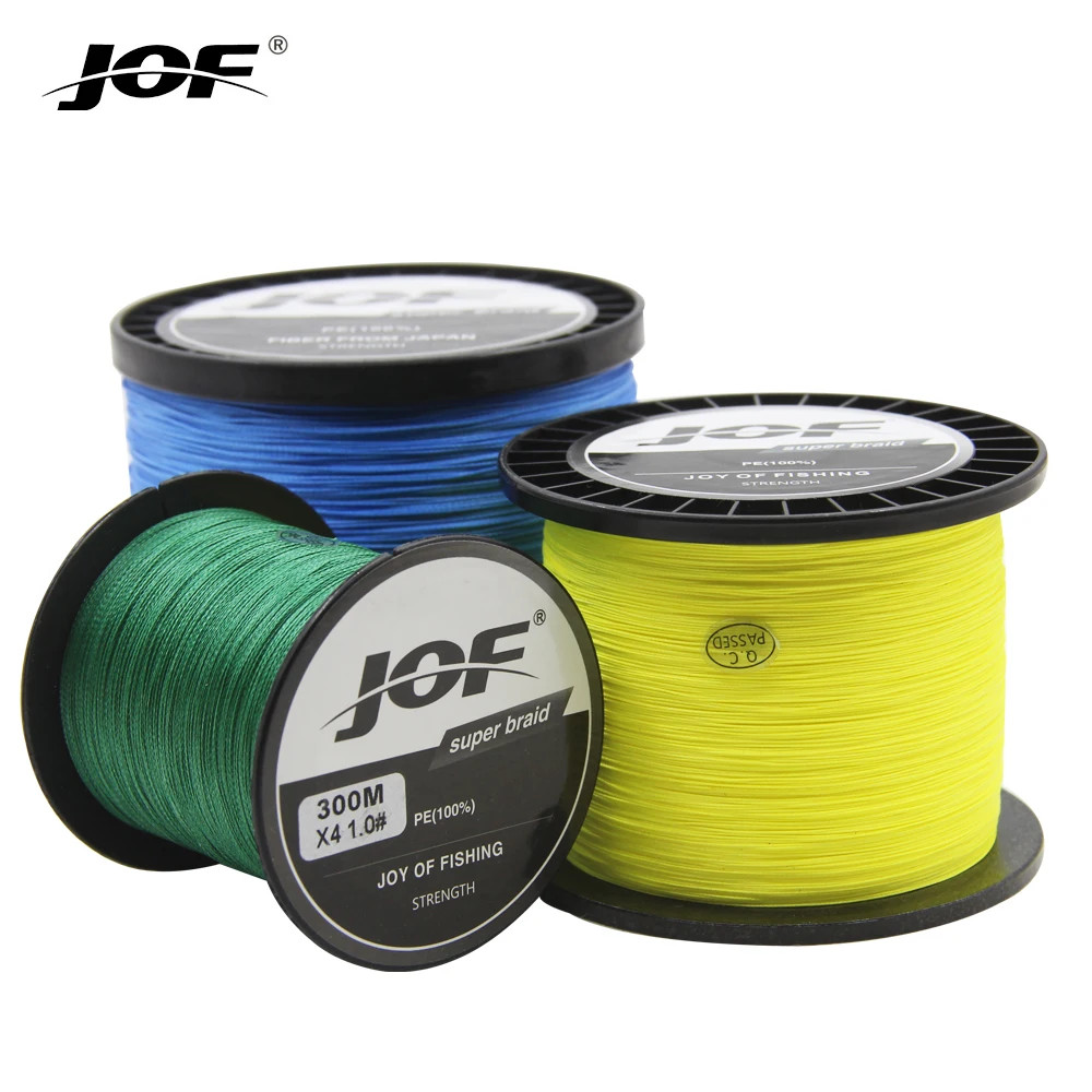 JOF 1000M สายถัก 4 เส้น ไม่ซีดจาง สายตกปลา PE ขนาดเส้นผ่าศูนย์กลาง 0.104-0.45 มม.