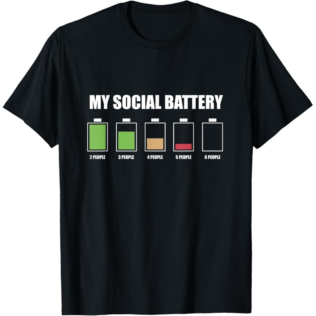 เสื้อยืด New Social Battery Low Energy Anti Social Introvert