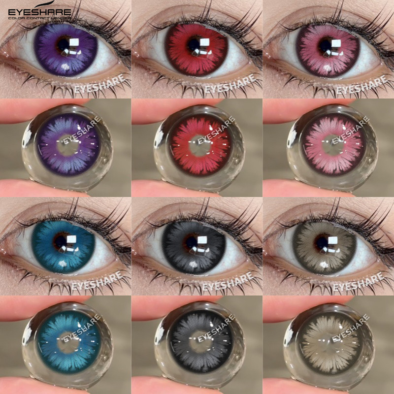 Eyeshare 1 คู่คอสเพลย์คอนแทคเลนส์เลนส์สีฟ้าตาธรรมชาติคอนแทคเลนส์อะนิเมะตาสีแดงความงามรายปีแต่งหน้า