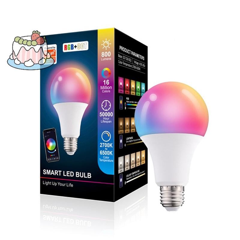 [Sep] หลอดไฟอัจฉริยะควบคุมฟันสีฟ้า 15W, E27 RGB LED Lamp Dimmable Home Decor .