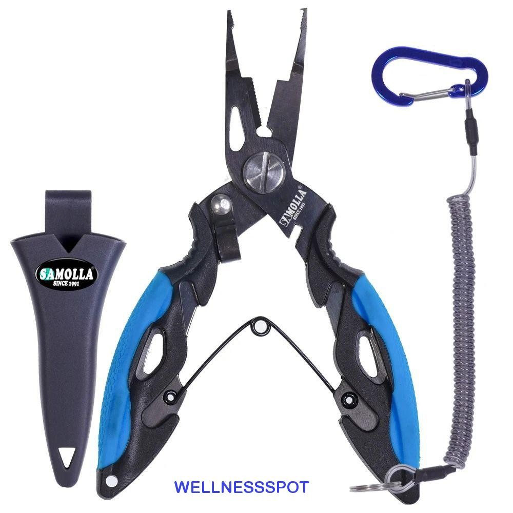 Wellnessspot คีมตกปลา,กันลื่นความแข็งแรงสูงผูกตะขอคีม,ทนทานลื่นจับสแตนเลสตามหลักสรีรศาสตร์ตัดสายตกปลาอุปกรณ์เครื่องมือตกปลา