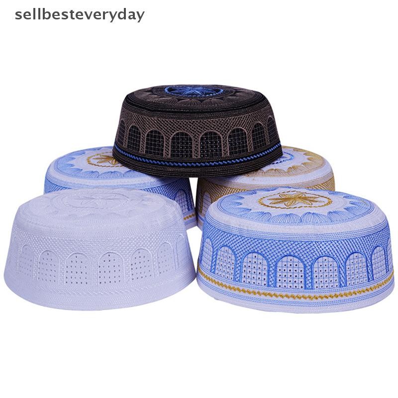 SETH Saudi Men หมวกสวดมนต์ผ้าฝ้ายเย็บปักถักร้อยอิสลาม Topkippot Turban Saudi Vary