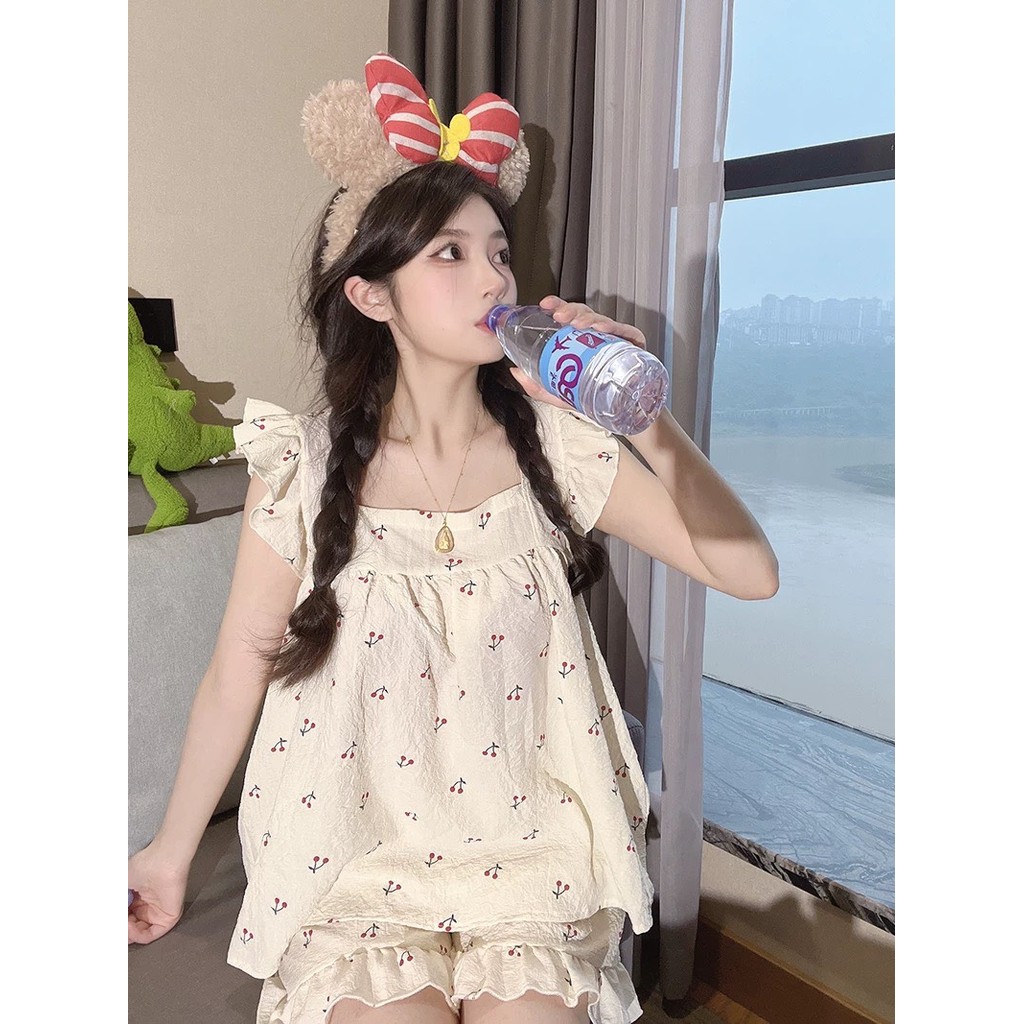ชุดนอน มินิมอล ผ้ายึดใส่สบาย ชุดนอนขาสั้น พร้อมส่ง