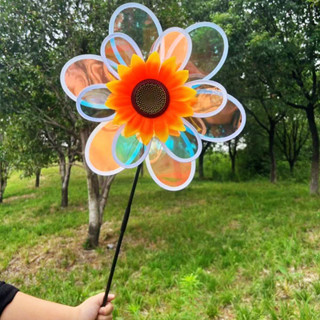 ทานตะวันกังหันลม ธงกังหันลมสีรุ้ง พลาสติกเส้นผ่านศูนย์กลาง ส…