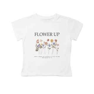 COD✅ (จัดส่งในกรุงเทพฯ)BOOM Shop ~ เสื้อครอปผ้าคอตตอน ทรงBaby Tee (FLOWER UP)เสื้อผู้หญิง