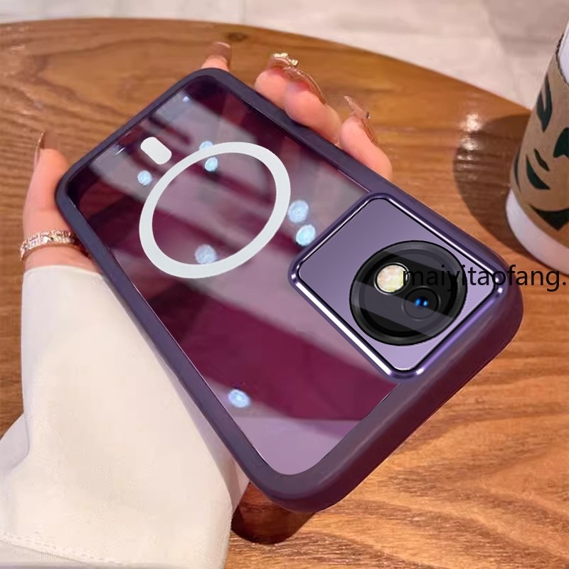 เคสสําหรับ VIVO Y02 5G 2022 vivo y02t y02a แม่เหล็กไร้สายชาร์จเร็วเลนส์ป้องกัน TPU, anti drop โปร่งใ