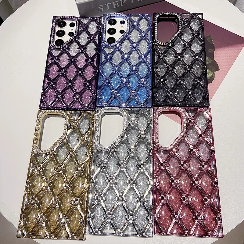 SAMSUNG สําหรับsamsung S24 FE S25 S23 Ultra S25 Plus A16 5Gแฟชั่นGlitter Electroplating Rhinestoneดอกไม้กรณีนุ่มใสกันกระแทก - รูปที่ 3