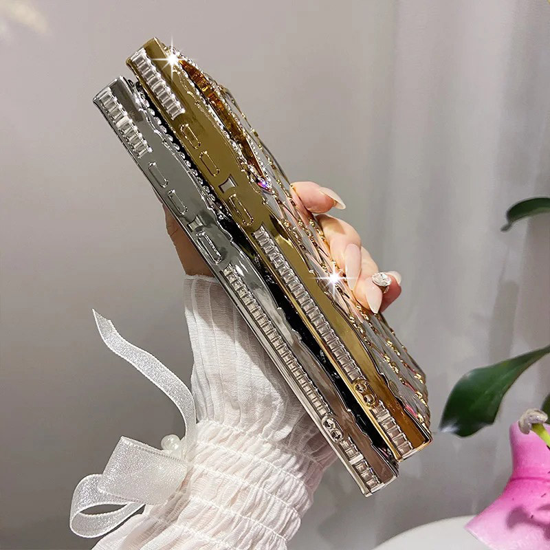 SAMSUNG สําหรับsamsung S24 FE S25 S23 Ultra S25 Plus A16 5Gแฟชั่นGlitter Electroplating Rhinestoneดอกไม้กรณีนุ่มใสกันกระแทก - รูปที่ 6