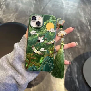 Mountain Cloud Craneเคสโทรศัพท์สําหรับiPhone 13 Pro Max 16 17 15 14 13 12 11 16e XS XR X SE 7 8 Plus Vortexฝาครอบรูปแบบ