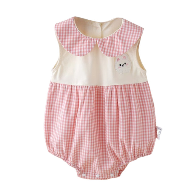 เด็กฤดูร้อนเสื้อผ้าใหม่บางบอดี้สูทแขนกุด0-24เดือนเด็กผ้าฝ้ายแท้ลายสก๊อตสีชมพูสุดน่ารักสไตล์เจ้าหญิง ชุดรอมเปอร์ - รูปที่ 7