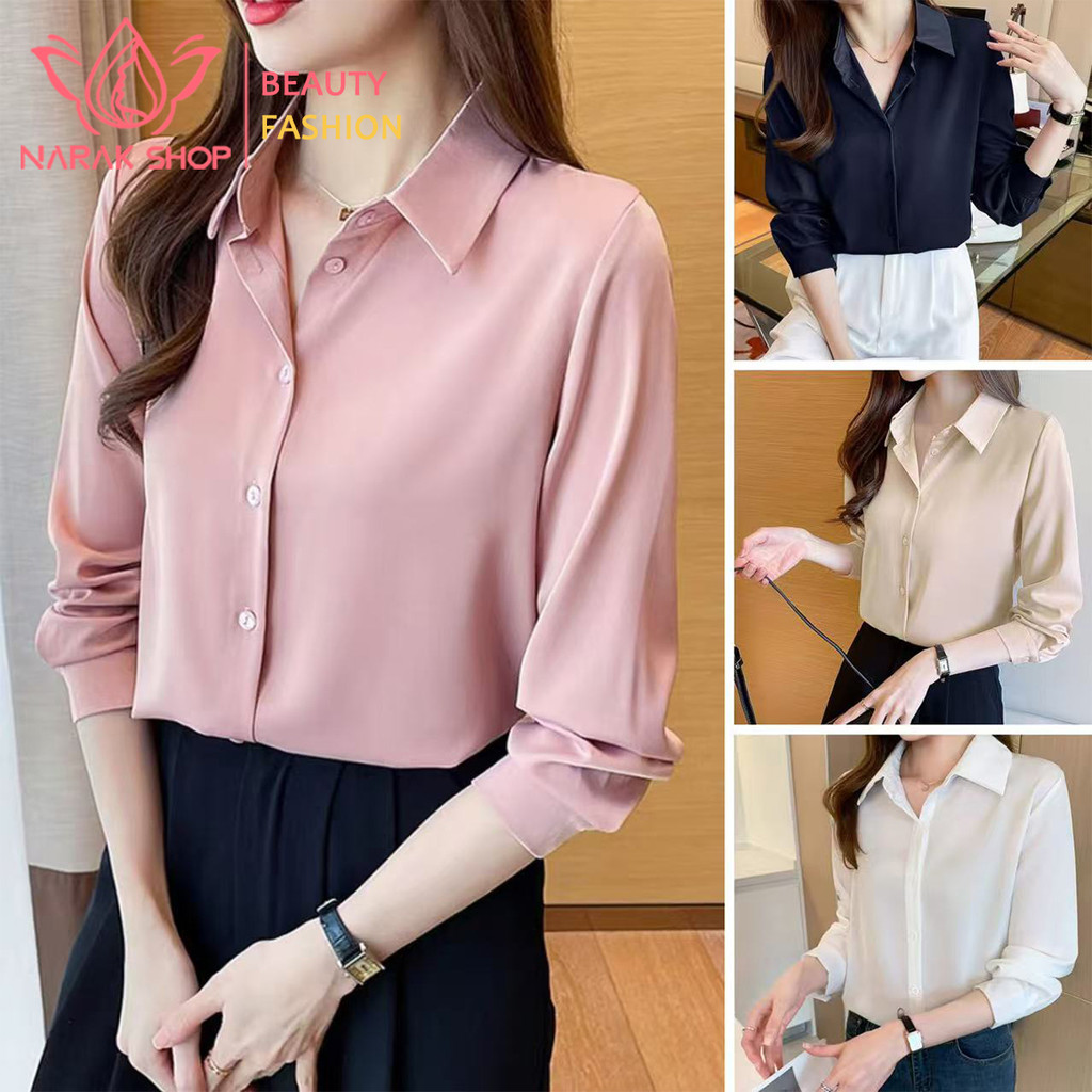 เสื้อเชิ้ตผู้หญิงแขนยาว สไตล์ผ้าชีฟอง เหมาะกับการไปทำงาน