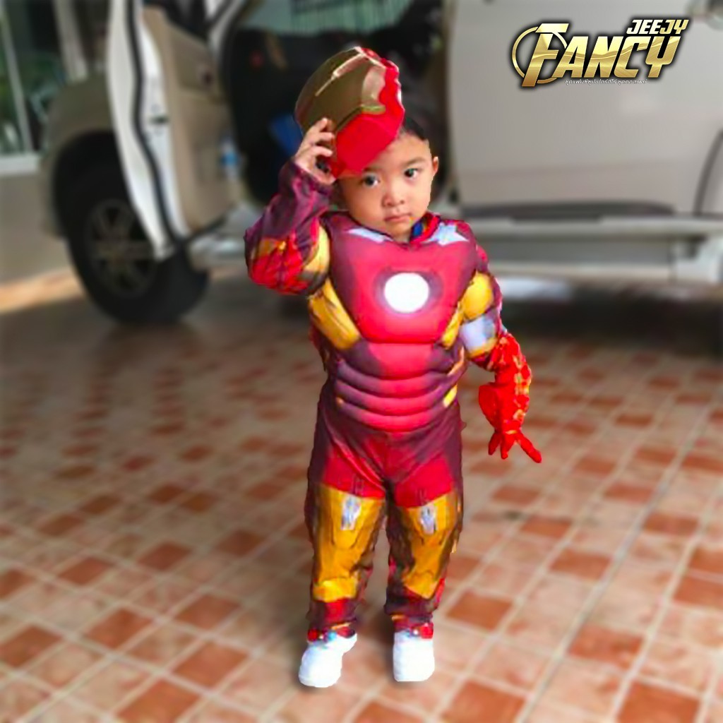 25H 🔥ชุดไอรอนแมน3สี🔥 ชุดฮีโร่ ซุปเปอร์ฮีโร่ ชุดแฟนซีเด็ก ironman ไอรอนแมน งานกล้าม มือ1 มี3สี *มีหน้