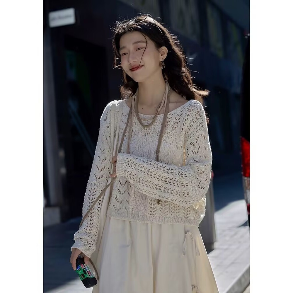 แจ็คเก็ตถักสีแอปริคอทสำหรับผู้หญิง สไตล์เกาหลีฤดูใบไม้ผลิ บรรยากาศ สง่างาม สวยงามมาก อ่อนโยน เอกลักษ