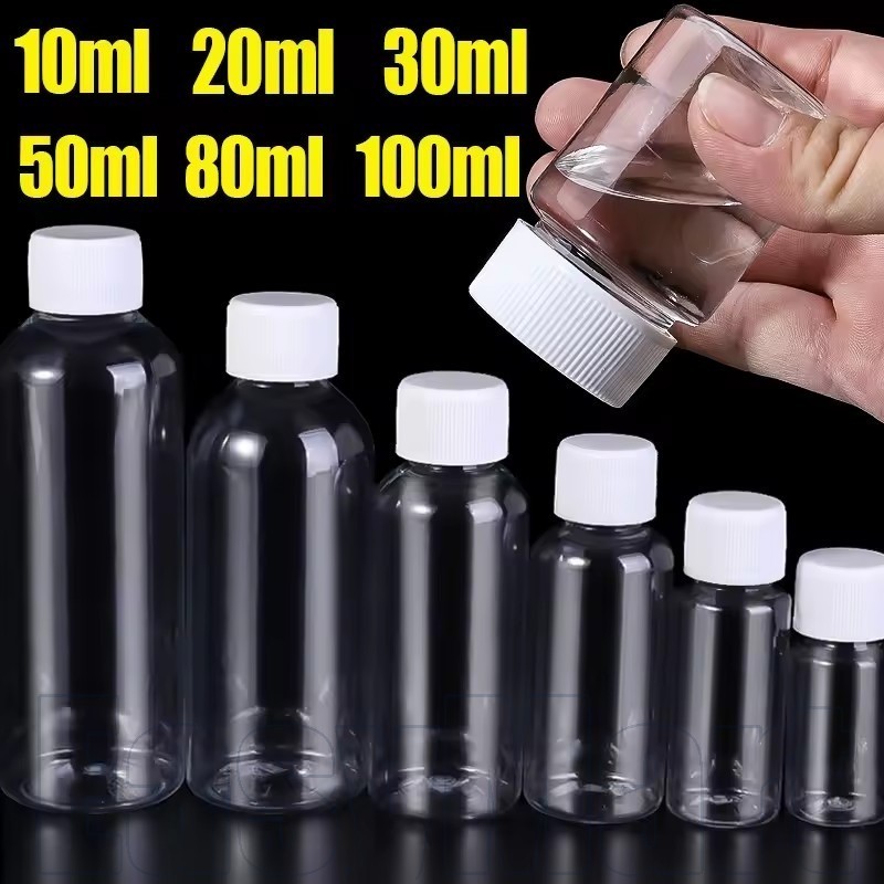 1/3/5 ชิ้น 10/30/100 มล. พลาสติก PET ขวดซีลเปล่าใส – ขวดรีฟิลใสขนาดเล็ก – ขวดบรรจุผงเหลว – ภาชนะพร้อมฝาสกรู