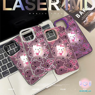 🚚จัดส่งในพื้นที่🚚เคสคุณภาพสูง สว่างสีม่วง Hello แมวเคธี สําหรับ IPhone 16 15 14 13 11 12 7/8plus Pro Promax XR XS