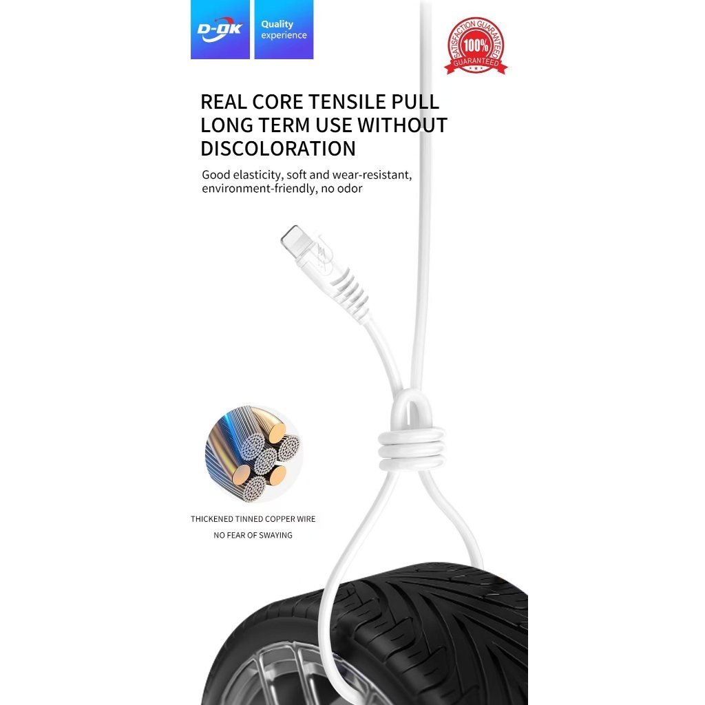สาย ชาร์จUSB ชาร์จเร็ว 6A  DK-W01 สายชาร์จ MICRO TYPE-C สายยาว 1เมตรสาย USB