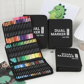120Colors Dual Tip Marker Watercolor Oily Acrylic Marker Art Students Painting School Stationery