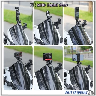 สําหรับ DJI Action 5 Pro/GoPro 13 12/กระเป๋า 3/Insta360 Ace Pro 2 X4 Go 3S คลิปกระจกรถจักรยานยนต์อลูมิเนียม Mount