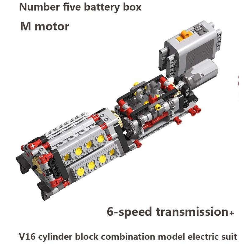 เครื่องยนต์ Serie Building Block 6-Speed Transmission Parts แพคเกจรวมมอเตอร์ไฟฟ้าอุปกรณ์เสริมอิฐของเล่นสําหรับของขวัญเด็ก DIY