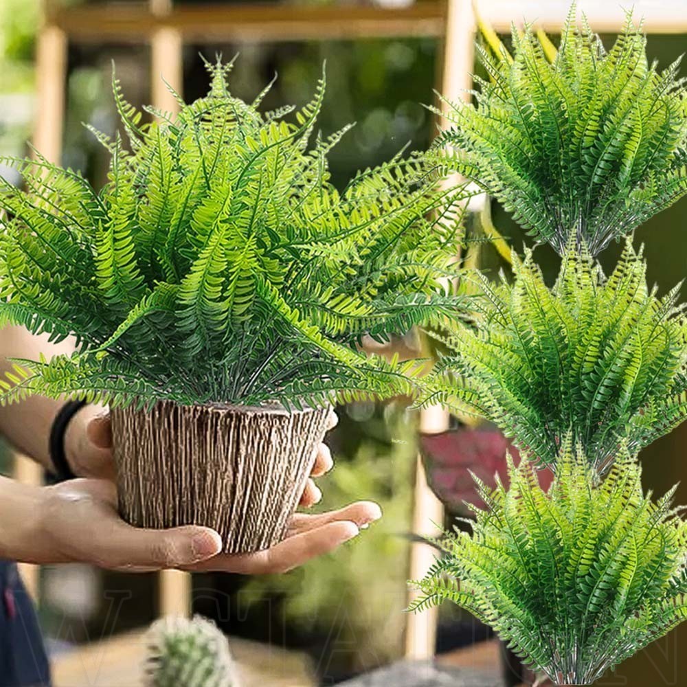 ช่อหญ้าเทียม พลาสติก สีเขียว ขนาด 35 ซม. ทนรังสียูวี สําหรับตกแต่งสวน งานแต่งงาน บ้าน