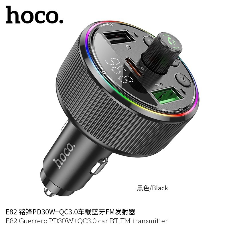 HOCO E82 หัวชาร์จรถยนต์ FM BT เครื่องส่งสัญญาณ E82 PD30W+QC3.0