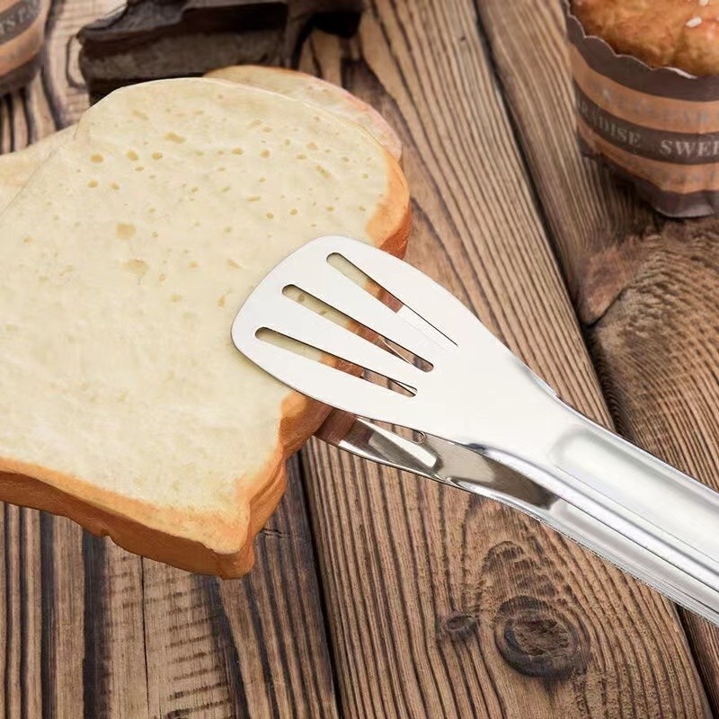 ที่คีบอาหาร ที่คีบปิ้งย่าง ที่คีบปากแบน มีรูระบายน้ำมัน สแตนเลส - รูปที่ 3