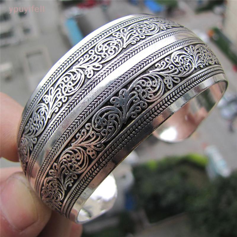 [YPU] ทิเบต ชุบเงิน ทิเบต ทิเบต โทเท็ม กําไลข้อมือ เครื่องประดับ กําไลข้อมือ กว้าง สร้อยข้อมือ ผู้หญิง โบราณ กําไลข้อมือ