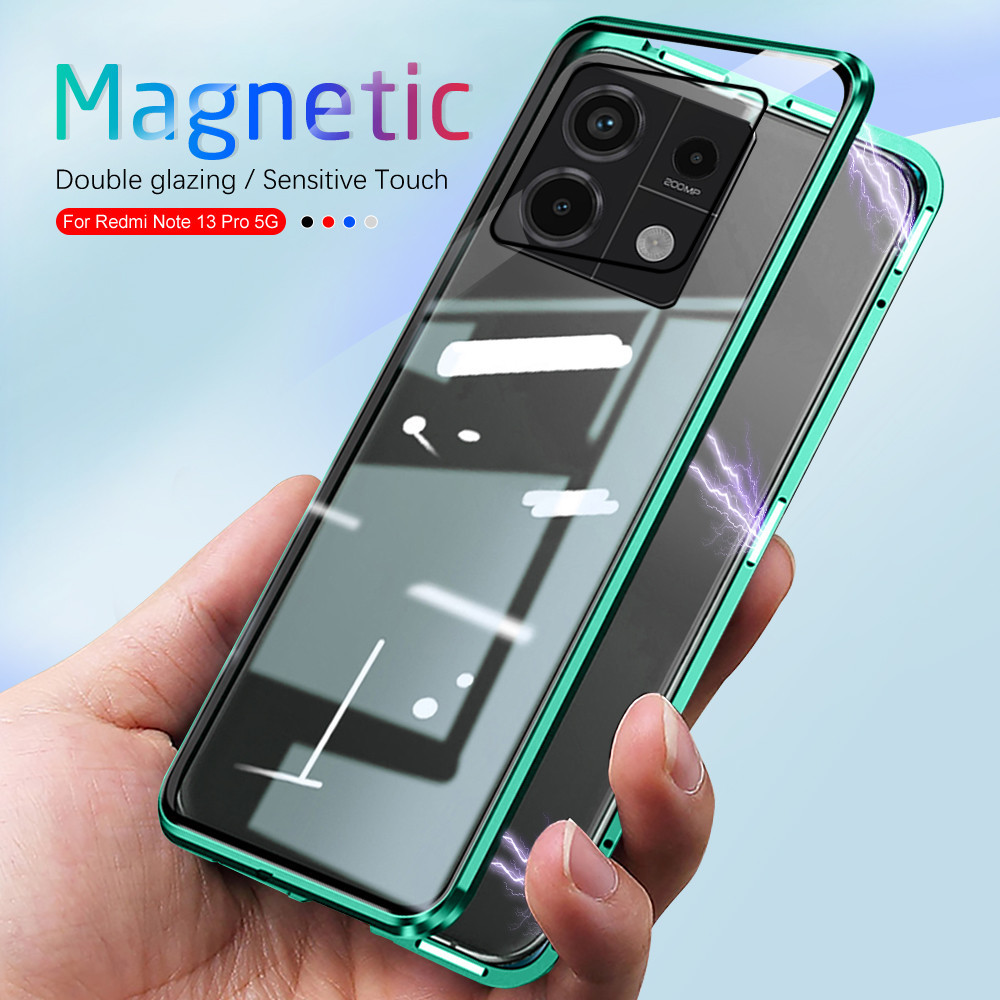 เคสโทรศัพท์มือถือ สําหรับ Xiaomi Redmi Note 13 Pro 5G Case 360° เคสโทรศัพท์มือถือกระจกนิรภัย แบบฝาพับแม่เหล็ก สองด้าน สําหรับ Redmi Note13 13Pro Note13Pro 4G