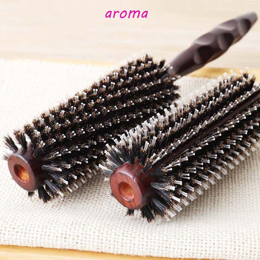 Aroma หวีม้วนผม แบบพกพา สีน้ําตาล สําหรับจัดแต่งทรงผม