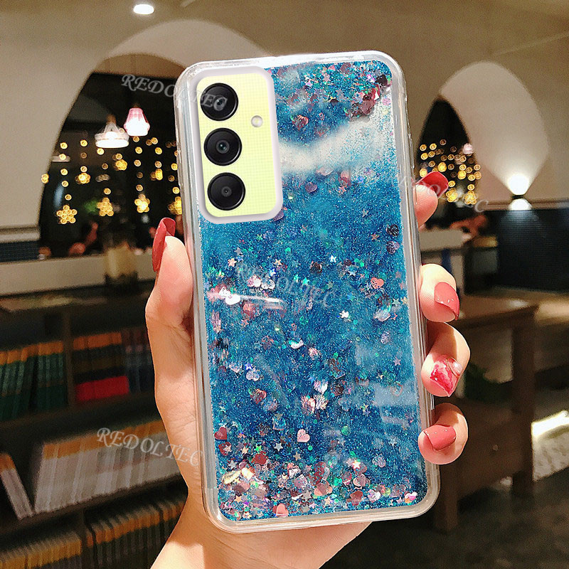 เคส Samsung Galaxy A55 A35 A25 A15 5G 4G เคสโทรศัพท์มือถือ ซิลิโคนใส มีทรายไหล แต่งกลิตเตอร์ ระยิบระยับ สําหรับ Samsung A25 A35 A55 A15 A55 5G