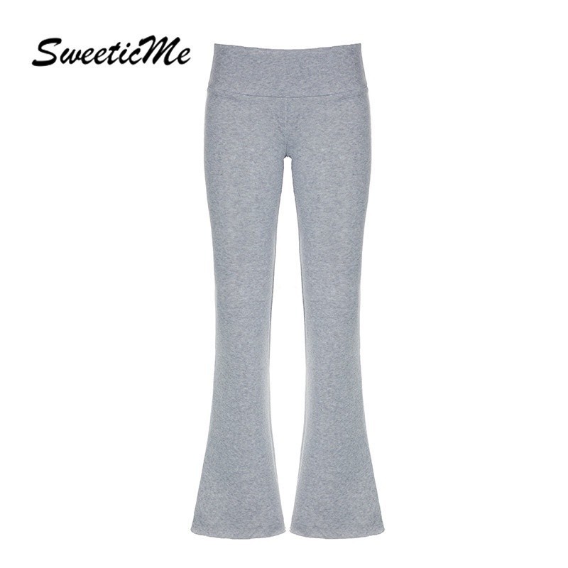 Sweeticme ใหม่ กางเกงลําลอง เอวต่ํา สีพื้น แฟชั่นสําหรับสตรี 2024