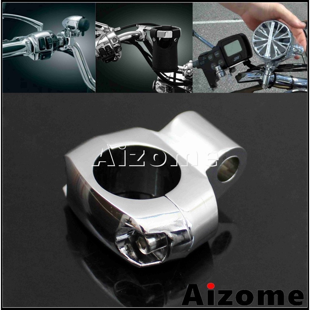 AI Chrome Motorcycle 1" Handlebar Side Mirror Mounting Miller Clamp For Harley Turn Signals Speakers Mount Bracket Holde