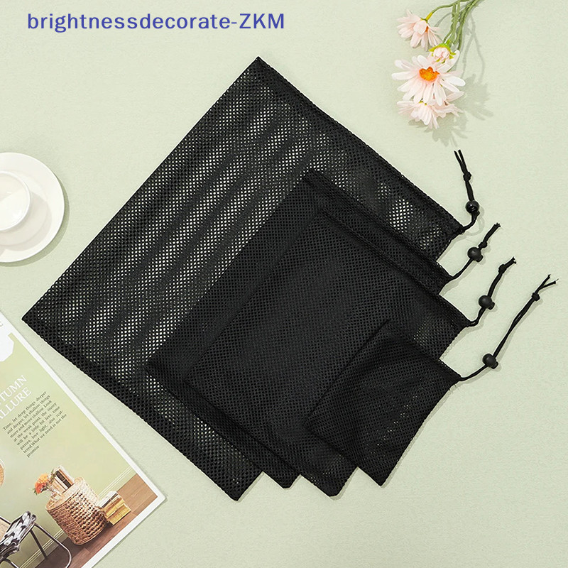 [Brightdecorate] ถุงตาข่ายหูรูด อเนกประสงค์ ทนทาน สีดํา สีขาว สําหรับซักผ้า เดินทาง กิจกรรมกลางแจ้ง [TH]