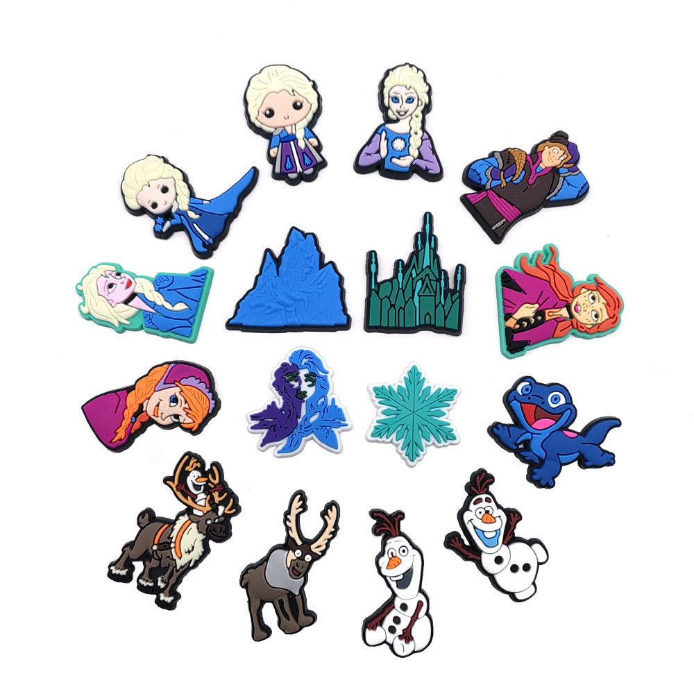 น่ารักสโนว์ไวท์ Jibits ออกแบบ Elsa Anna ออกแบบ Charm Frozen รองเท้า Charms Pins Disney Castle Croocs