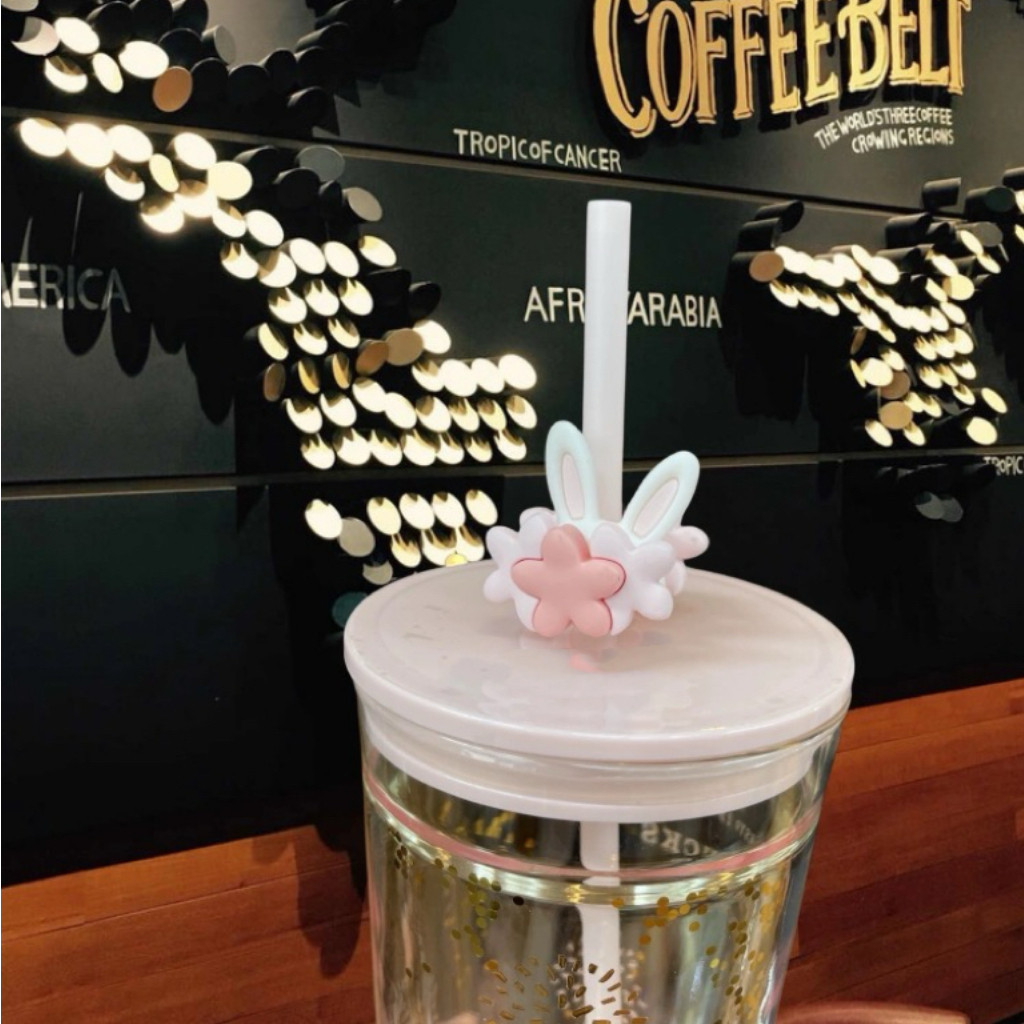 Starbucks แก้วน้ําสองชั้น ลายดอกพีช กระต่ายน่ารัก ความจุขนาดใหญ่ 591 มล. - รูปที่ 3