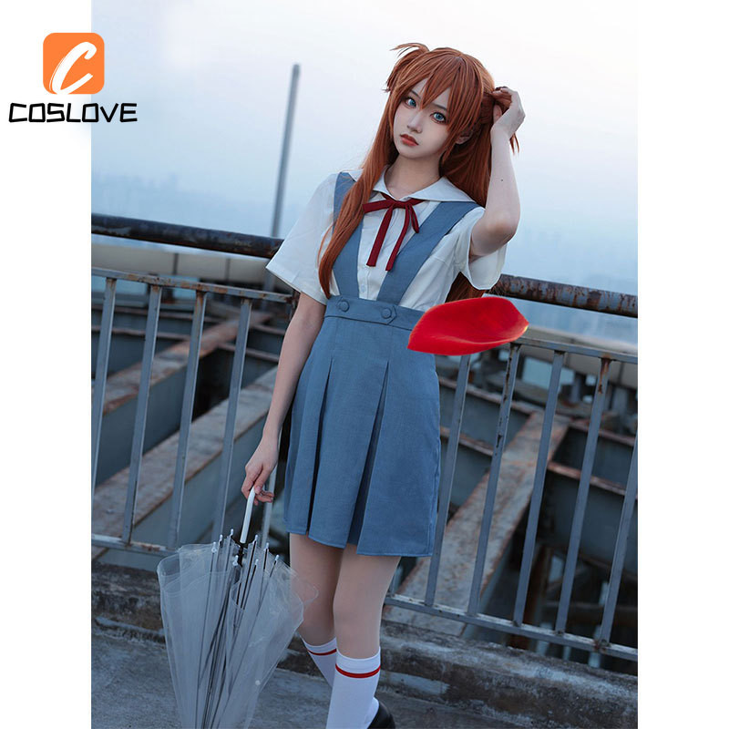 อะนิเมะ EVA Asuka Langley Soryu ชุดนักเรียนคอสเพลย ์ เสื ้ อผ ้ าชุดเครื ่ องแต ่ งกายชุดคอสเพลย ์ กระโปรงปาร ์ ตี ้ คอสเพลย ์