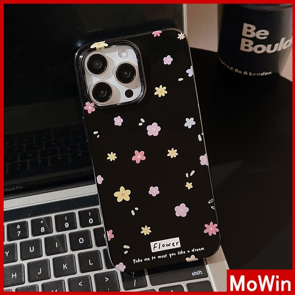 Mowin - สำหรับ iPhone 15 Pro Max เคส ไอโฟน สีดำมัน TPU ซอฟท์เคส กันกระแทกกล้องป้องกัน ดอกไม้เล็ก ๆ น่ารัก เข้ากันได้กับ iPhone 14 13 12 Pro Max 11 XR XS Max 7 8 Plus