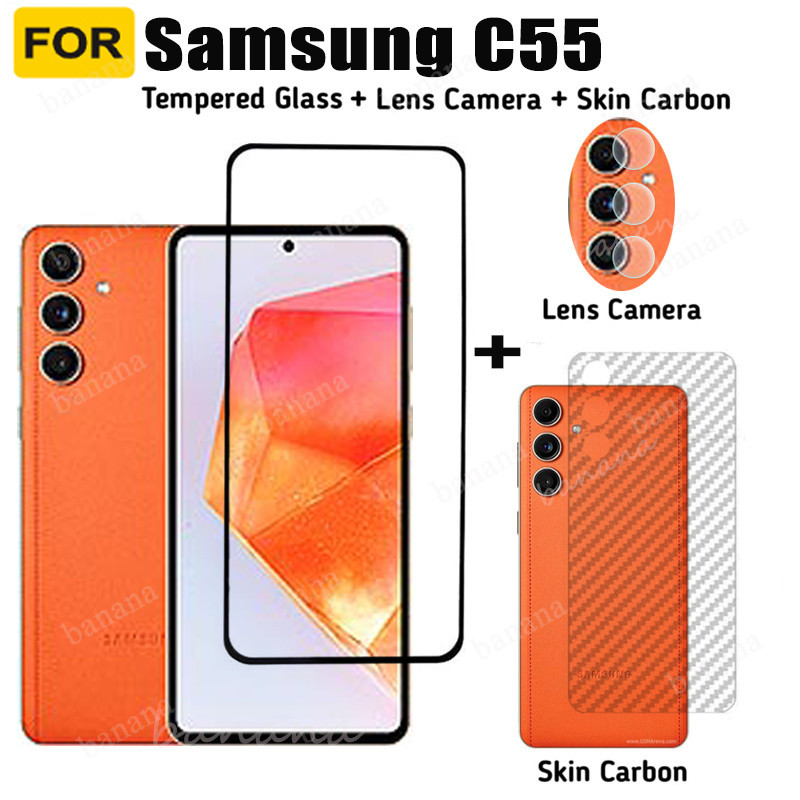 SAMSUNG สําหรับSamsung C55 กระจกนิรภัยSamsung M55 A55 A35 A25 A15 A05 A05Sเลนส์กล้องกระจกป้องกันหน้า